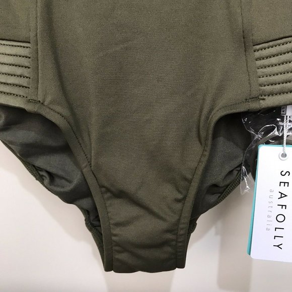 Seafolly Olive Green Swimsuit One Piece Halter - Picture 10 of 12